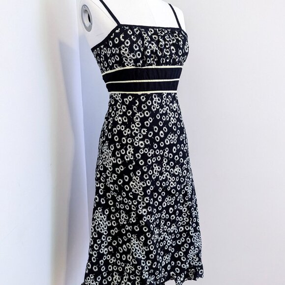 Y2K Black & White Floral Midi Dress Spaghetti Strap Whimsygoth Cottage Size 5 - Picture 4 of 10
